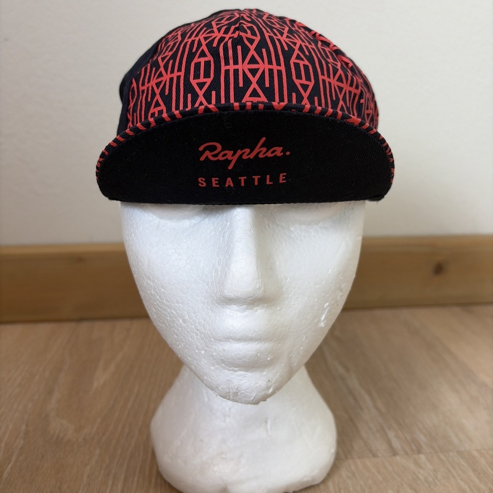Rapha Seattle Cycling Cap RCC Navy Red Pattern Club Hat Lightweight Bike